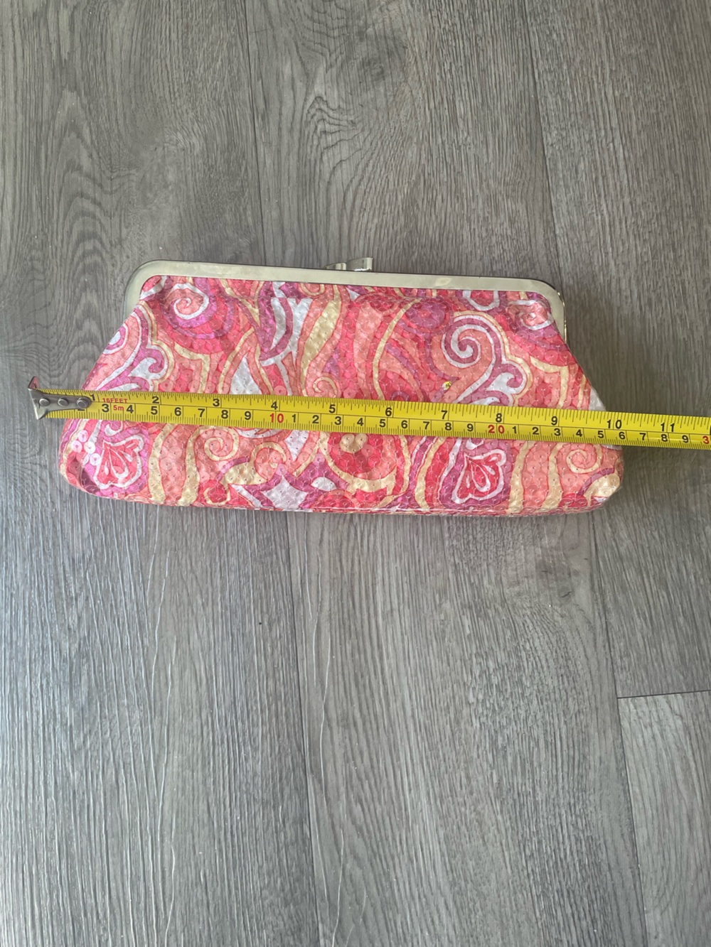 Pink Sequin Clutch Purse Kiss Lock Satin Lining Evening Party Wedding Bag